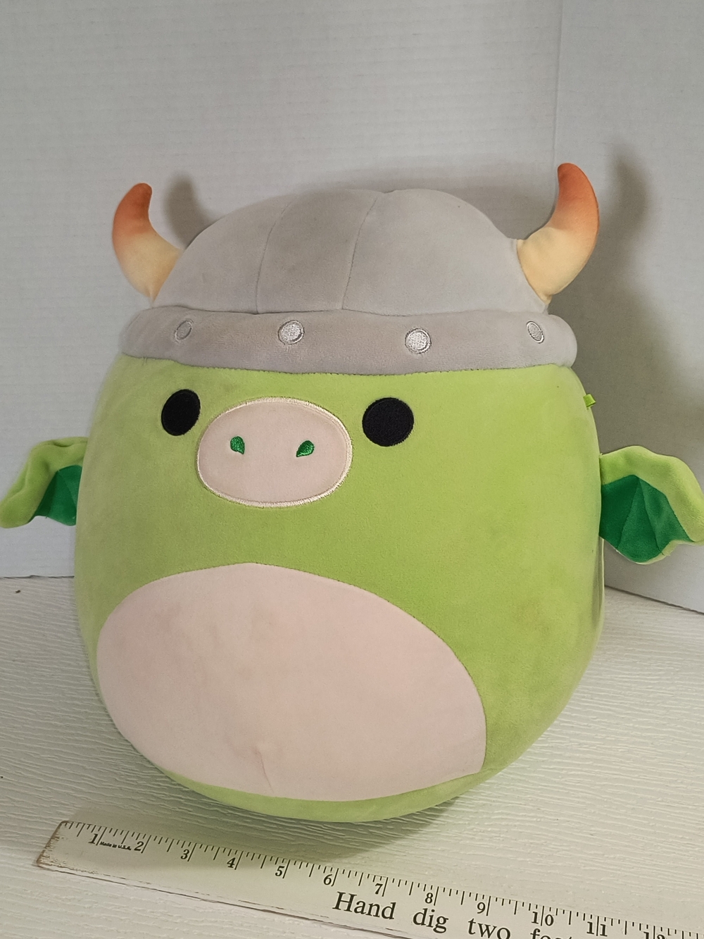 Plush Green Viking Dragon Stuffed Animal - Soft Hooded Plush